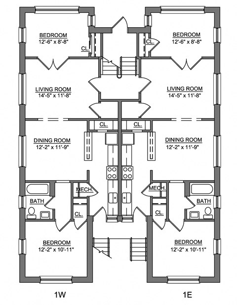 Floor plan for 2 beds, 1 bath, 800 sqft